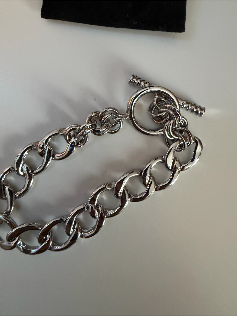 Chunky Silver Chain Toggle Bracelet